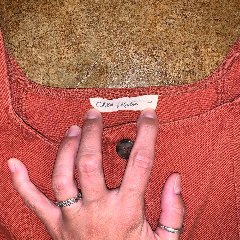 Orange Denim Button Down Dress - Picture 2 of 4